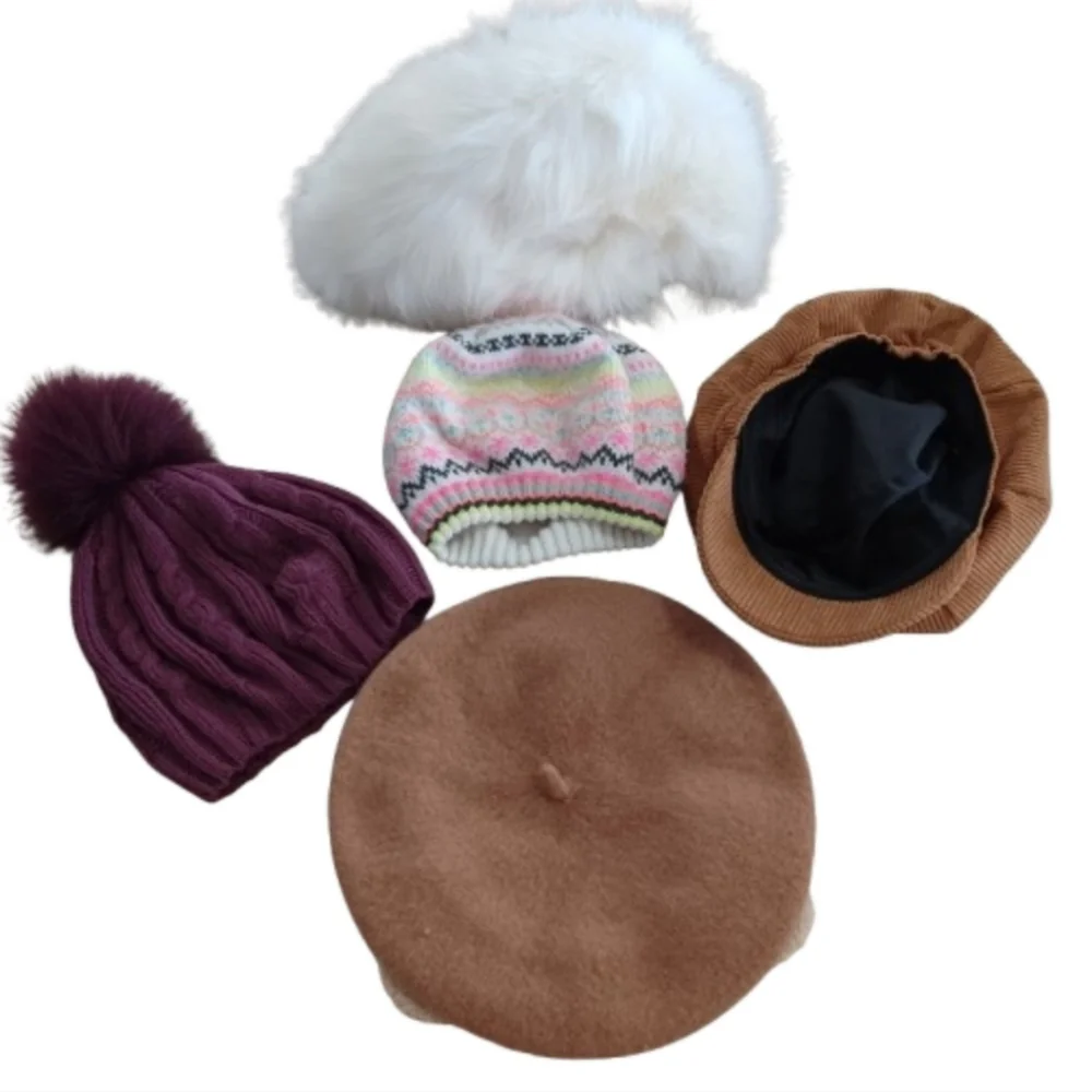 Stylish Hat Collection - White, Purple, Multicolor, Brown